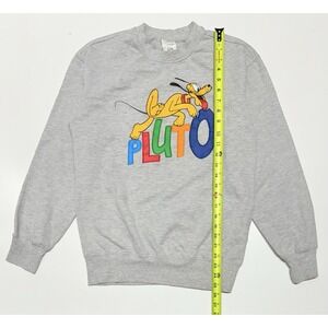 Disney Pluto Spell Out Crewneck‎ Sweatshirt Adult XS Embroidered Gray